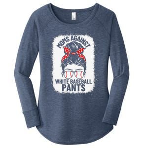 Moms Against White Baseball Pants Baseball Messy Bun Mom Women's Perfect Tri Tunic Long Sleeve Shirt