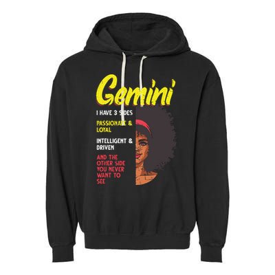 Melanin Afro Women Zodiac Sign Gemini Garment-Dyed Fleece Hoodie