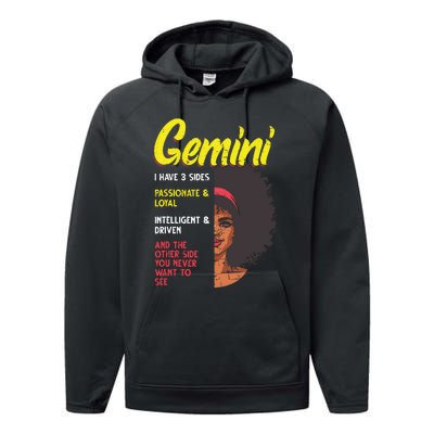 Melanin Afro Women Zodiac Sign Gemini Performance Fleece Hoodie