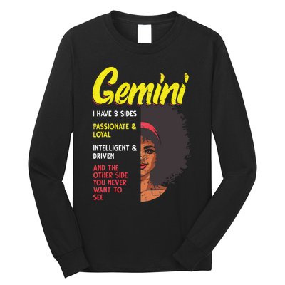 Melanin Afro Women Zodiac Sign Gemini Long Sleeve Shirt