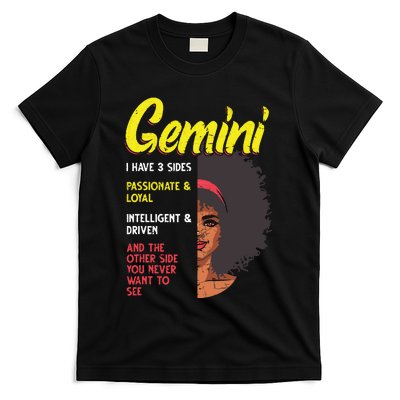 Melanin Afro Women Zodiac Sign Gemini T-Shirt