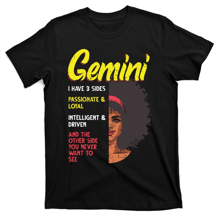 Melanin Afro Women Zodiac Sign Gemini T-Shirt