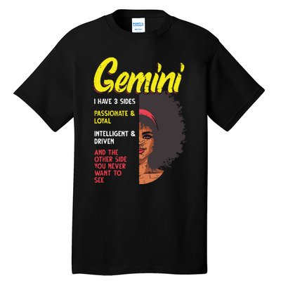 Melanin Afro Women Zodiac Sign Gemini Tall T-Shirt