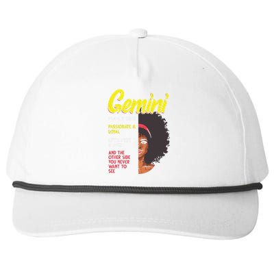 Melanin Afro Women Zodiac Sign Gemini Snapback Five-Panel Rope Hat