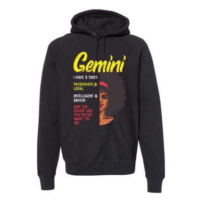 Melanin Afro Women Zodiac Sign Gemini Premium Hoodie