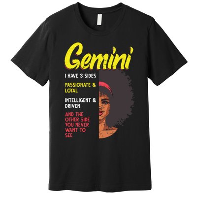 Melanin Afro Women Zodiac Sign Gemini Premium T-Shirt