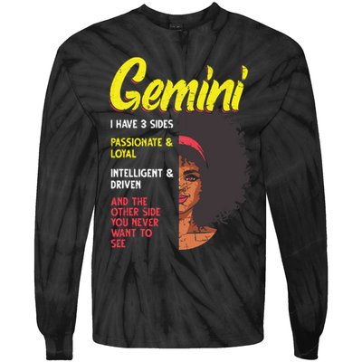 Melanin Afro Women Zodiac Sign Gemini Tie-Dye Long Sleeve Shirt