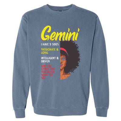 Melanin Afro Women Zodiac Sign Gemini Garment-Dyed Sweatshirt