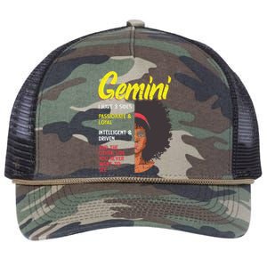 Melanin Afro Women Zodiac Sign Gemini Retro Rope Trucker Hat Cap