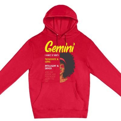 Melanin Afro Women Zodiac Sign Gemini Premium Pullover Hoodie