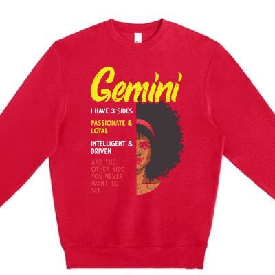 Melanin Afro Women Zodiac Sign Gemini Premium Crewneck Sweatshirt