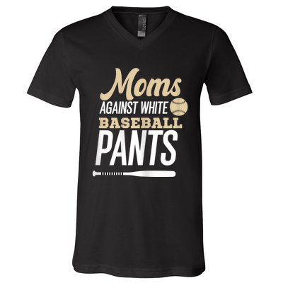 Moms Against White Baseball Pants V-Neck T-Shirt