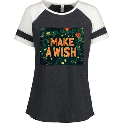 Make A Wish Statement For A Jolly Christmas Celebration Enza Ladies Jersey Colorblock Tee