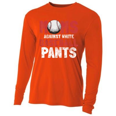 Moms Against White Baseball Pants Funny Baseball Lover Cooling Performance Long Sleeve Crew