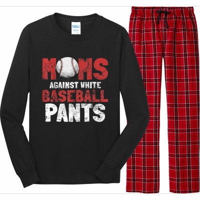 Moms Against White Baseball Pants Funny Baseball Lover Long Sleeve Pajama Set