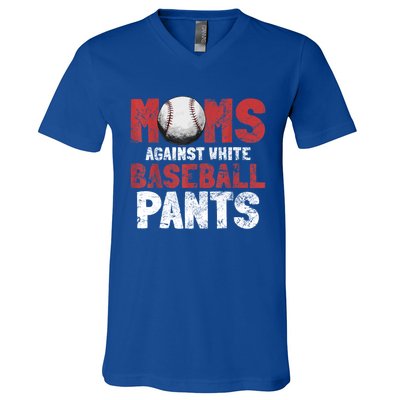 Moms Against White Baseball Pants Funny Baseball Lover V-Neck T-Shirt