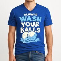 Mens Always Wash Your Balls Funny Gift Funny Joke Golf Professional Gift V-Neck T-Shirt