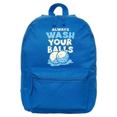 Mens Always Wash Your Balls Funny Gift Funny Joke Golf Professional Gift 16 in Basic Backpack