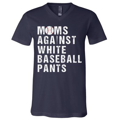 Moms Against White Baseball Pants V-Neck T-Shirt