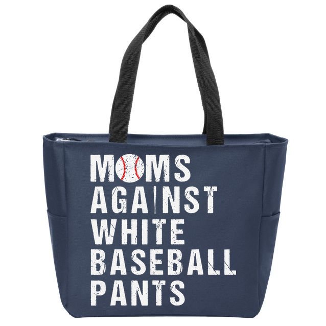 Moms Against White Baseball Pants Zip Tote Bag