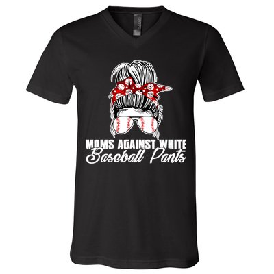 Moms Against White Baseball Pants V-Neck T-Shirt