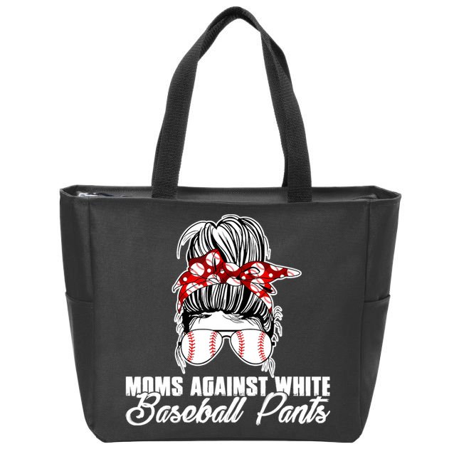 Moms Against White Baseball Pants Zip Tote Bag