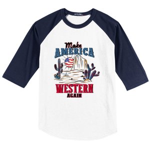 Make American Western Again Retro 4th Of July Patriotic Gift Baseball Sleeve Shirt