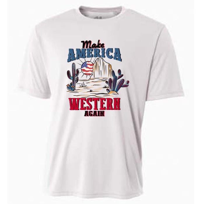 Make American Western Again Retro 4th Of July Patriotic Gift Cooling Performance Crew T-Shirt