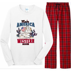 Make American Western Again Retro 4th Of July Patriotic Gift Long Sleeve Pajama Set