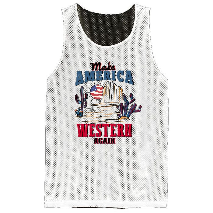 Make American Western Again Retro 4th Of July Patriotic Gift Mesh Reversible Basketball Jersey Tank