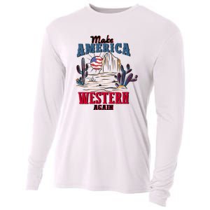 Make American Western Again Retro 4th Of July Patriotic Gift Cooling Performance Long Sleeve Crew