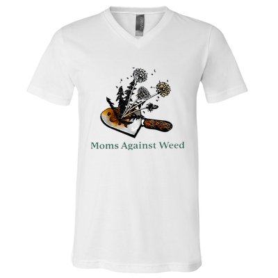 Moms Against Weed Funny For Women V-Neck T-Shirt