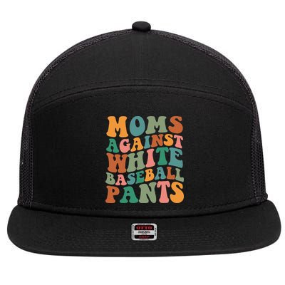Moms Against White Baseball Pants Funny Baseball Mom 7 Panel Mesh Trucker Snapback Hat