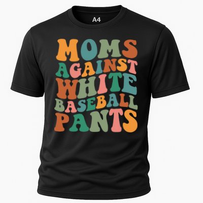 Moms Against White Baseball Pants Funny Baseball Mom Cooling Performance Crew T-Shirt