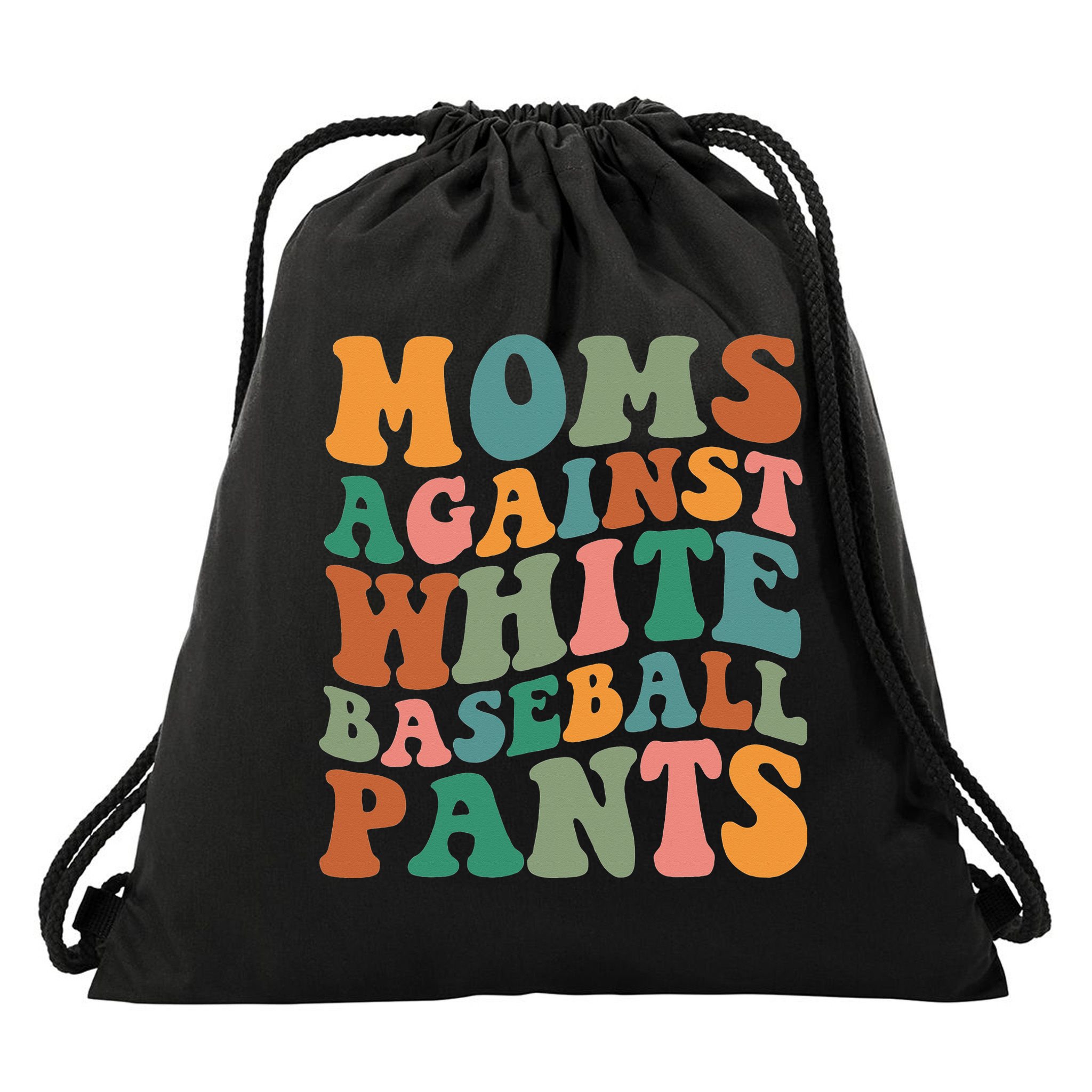 Moms Against White Baseball Pants Funny Baseball Mom Drawstring Bag