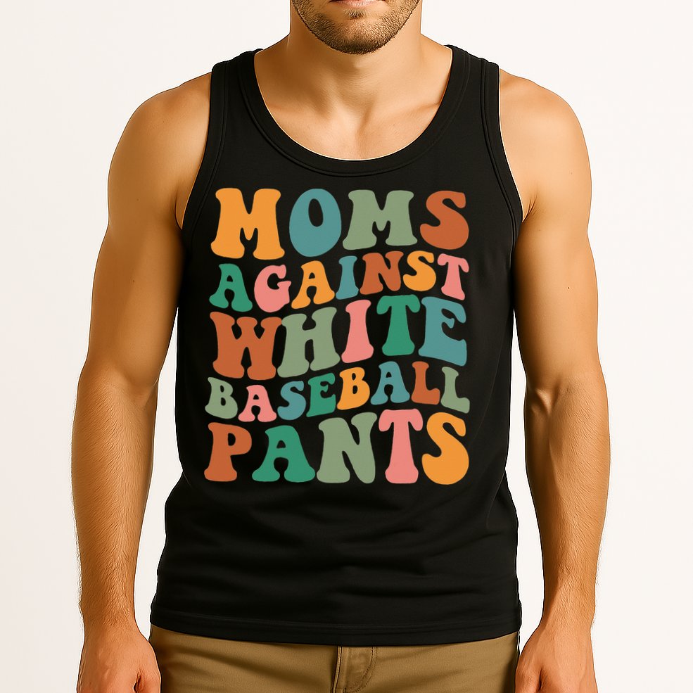 Moms Against White Baseball Pants Funny Baseball Mom Tank Top