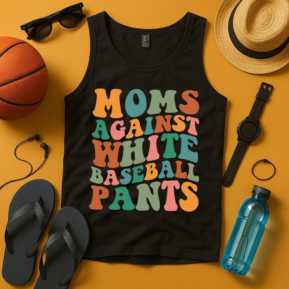Moms Against White Baseball Pants Funny Baseball Mom Tank Top