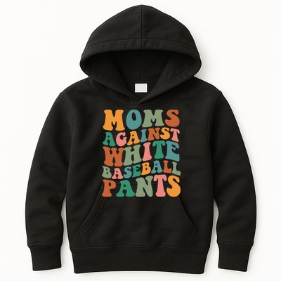 Moms Against White Baseball Pants Funny Baseball Mom Kids Hoodie