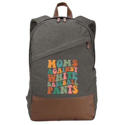Moms Against White Baseball Pants Funny Baseball Mom Cotton Canvas Backpack