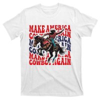 Make America Western Cowboy Again Retro 4th Of July Usa Flag T-Shirt