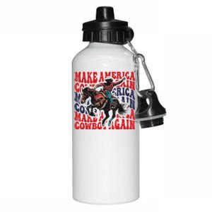 Make America Western Cowboy Again Retro 4th Of July Usa Flag Aluminum Water Bottle