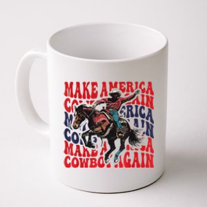 Make America Western Cowboy Again Retro 4th Of July Usa Flag Coffee Mug