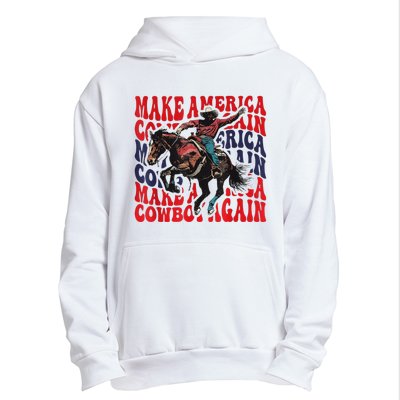 Make America Western Cowboy Again Retro 4th Of July Usa Flag Urban Pullover Hoodie