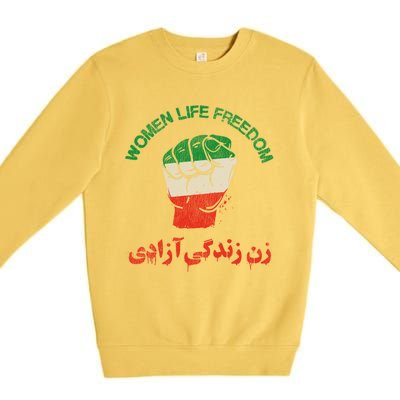 Mahsa Amini Women Life Freedom RISE WITH THE WOMEN OF IRAN Premium Crewneck Sweatshirt