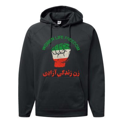 Mahsa Amini Women Life Freedom RISE WITH THE WOMEN OF IRAN Performance Fleece Hoodie