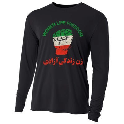 Mahsa Amini Women Life Freedom RISE WITH THE WOMEN OF IRAN Cooling Performance Long Sleeve Crew