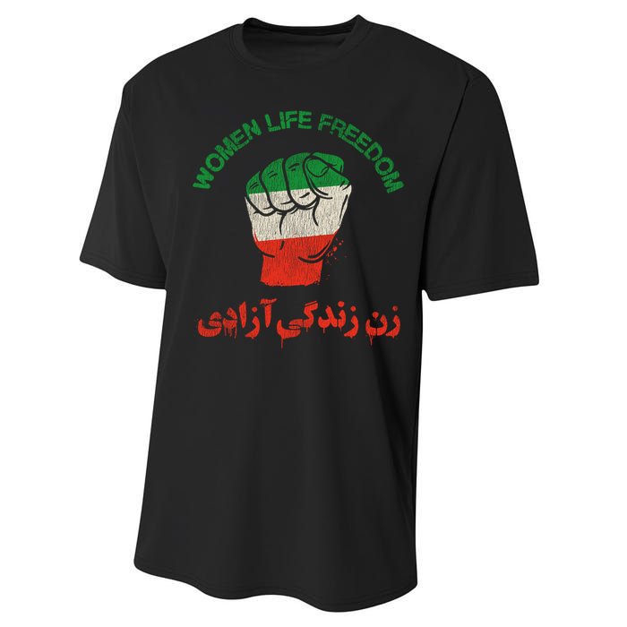 Mahsa Amini Women Life Freedom RISE WITH THE WOMEN OF IRAN Performance Sprint T-Shirt