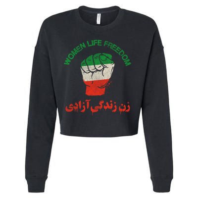 Mahsa Amini Women Life Freedom RISE WITH THE WOMEN OF IRAN Cropped Pullover Crew