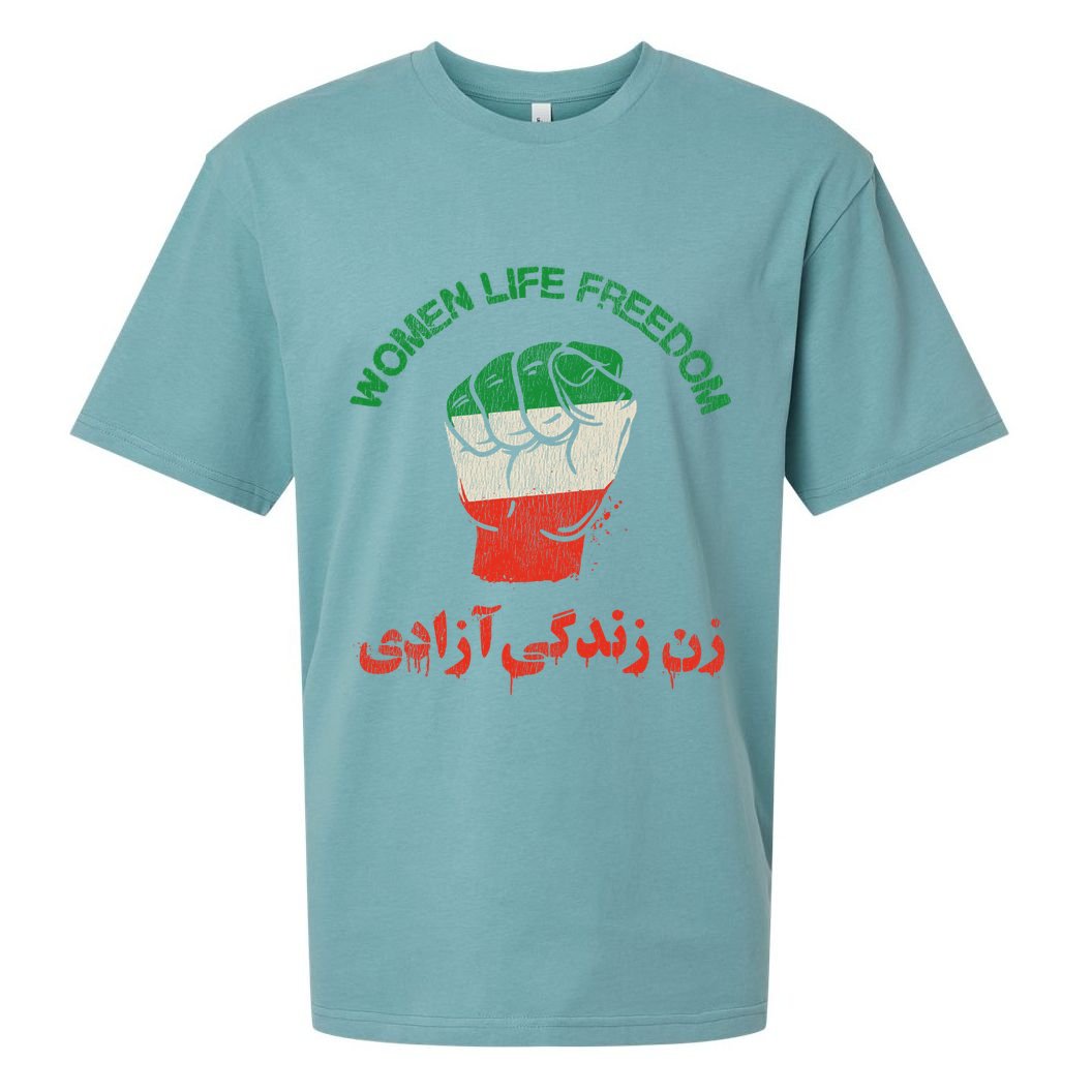 Mahsa Amini Women Life Freedom RISE WITH THE WOMEN OF IRAN Sueded Cloud Jersey T-Shirt
