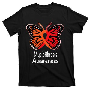 Myelofibrosis Awareness Warrior Support Red & Orange Ribbon T-Shirt